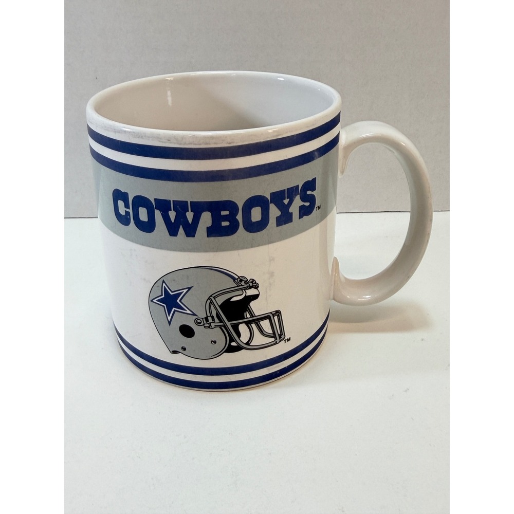 Dallas Cowboys Russ Berrie Coffee Tea Mug White Blue Vintage NFL Helmet Logo